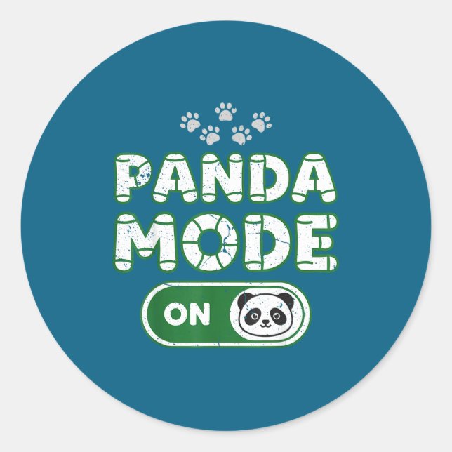 Panda Mode On Funny Animal Bear Lover Owner Costum Classic Round Sticker (Front)
