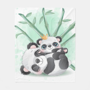 Panda Mom and Baby   Gift For Kids Fleece Blanket
