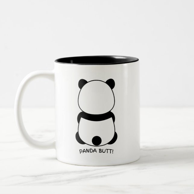 Panda-monium in a Cup! 🐼☕😂 Two-Tone Coffee Mug (Left)