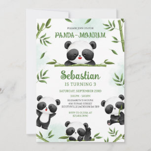 Panda-monium Panda Birthday Invitation