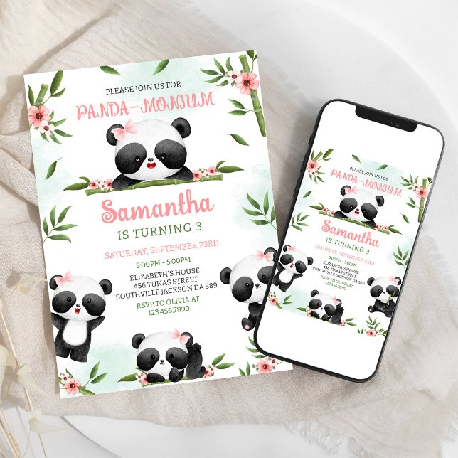 Panda-monium Panda Birthday Invitation (Creator Uploaded)