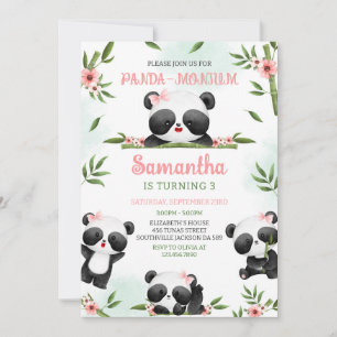 Panda-monium Panda Birthday Invitation