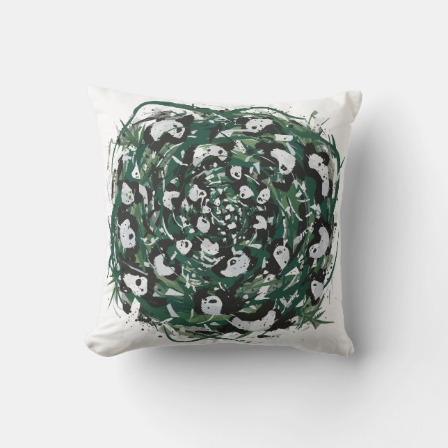 Panda-monium Throw Pillow (Front)