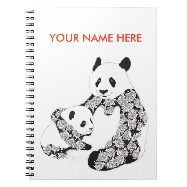 Panda Mother & Baby Cub Notebook (Front)