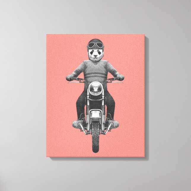 Panda Motorcyle Rider Canvas Print (Front)