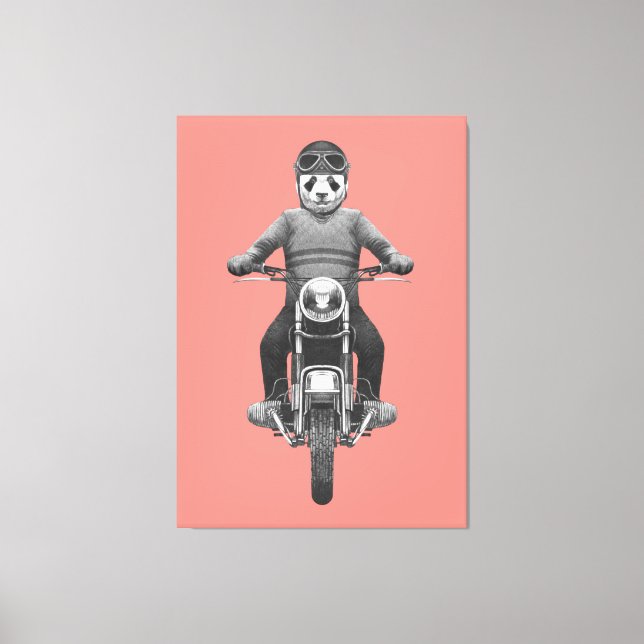 Panda Motorcyle Rider Canvas Print (Front)