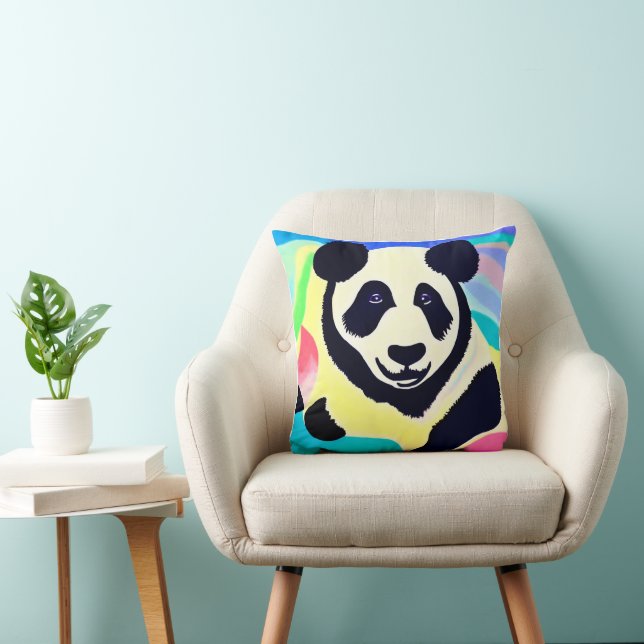 Panda multicolored background throw pillow (Chair)