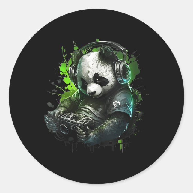Panda Music Dj Controller Gaming Panda Classic Round Sticker (Front)