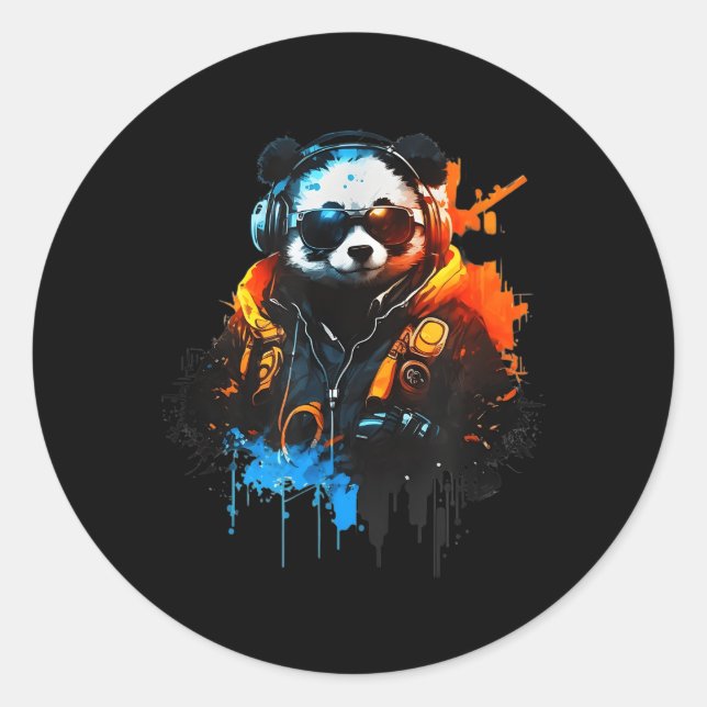 Panda Music Dj Controller Gaming Panda Classic Round Sticker (Front)