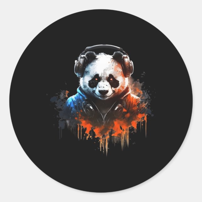 Panda Music Dj Controller Gaming Panda Classic Round Sticker (Front)