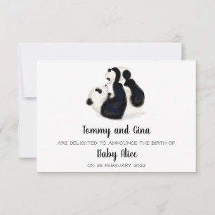 Panda new baby announcement card