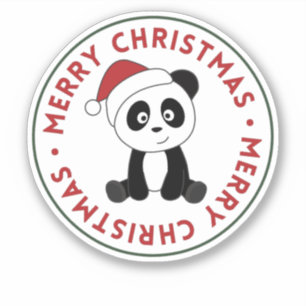 Panda Noël Neige Animaux d'hiver Pandas Sticker