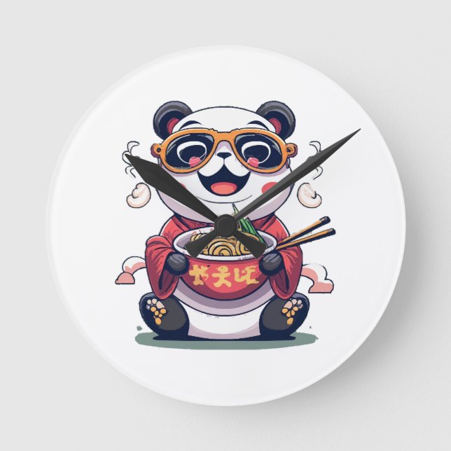 Panda Noodles Round Clock (Front)