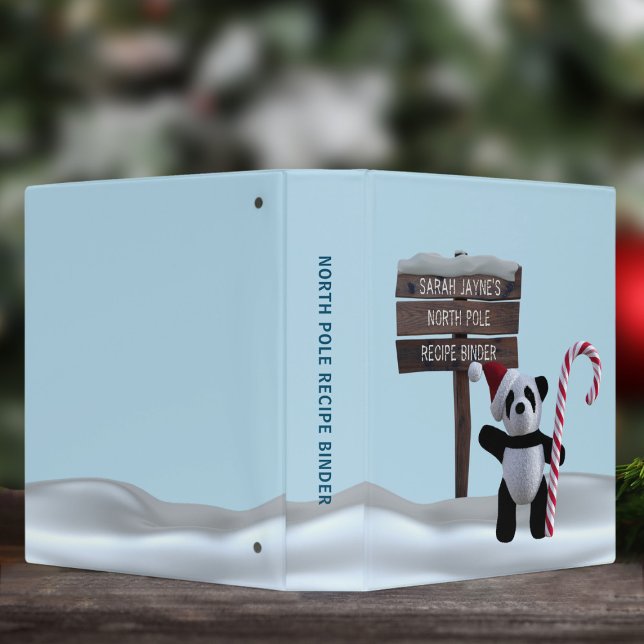 Panda Nord Pôle Noël Classeur de recettes de Noël (For all your North Pole recipes, just add your name to this cute festive panda binder)