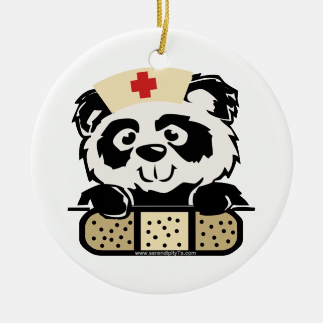 Panda Nurse Ceramic Ornament (Front)