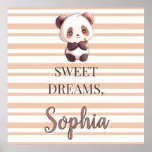 Panda Nursery Poster, Custom Name Wall Art