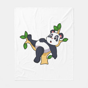 Panda on Tree Fleece Blanket