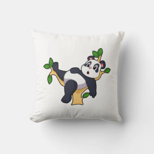 Panda on Tree Throw Pillow