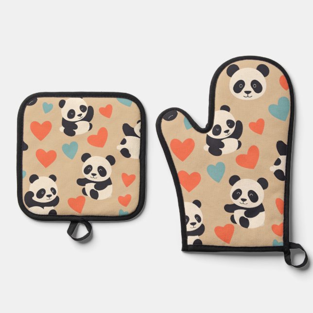 panda oven mitt & pot holder set (Front)