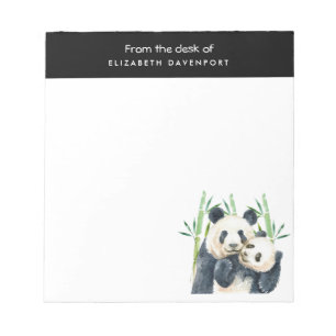 Panda Pair mignonne dans le Bloc-notes en aquarell