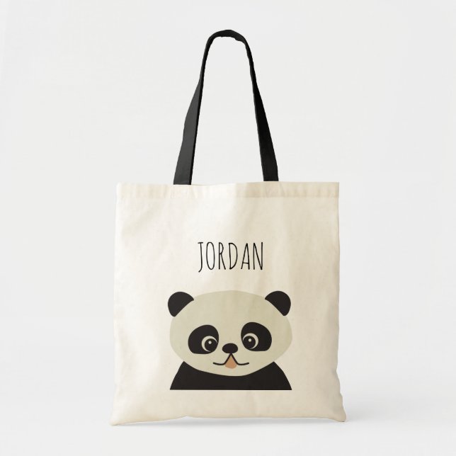 Panda Pal: Personalized Panda Illustration Tote Ba (Front)