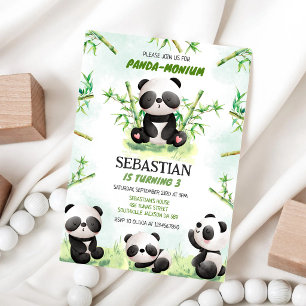 Panda Panda-monium Birthday Invitation