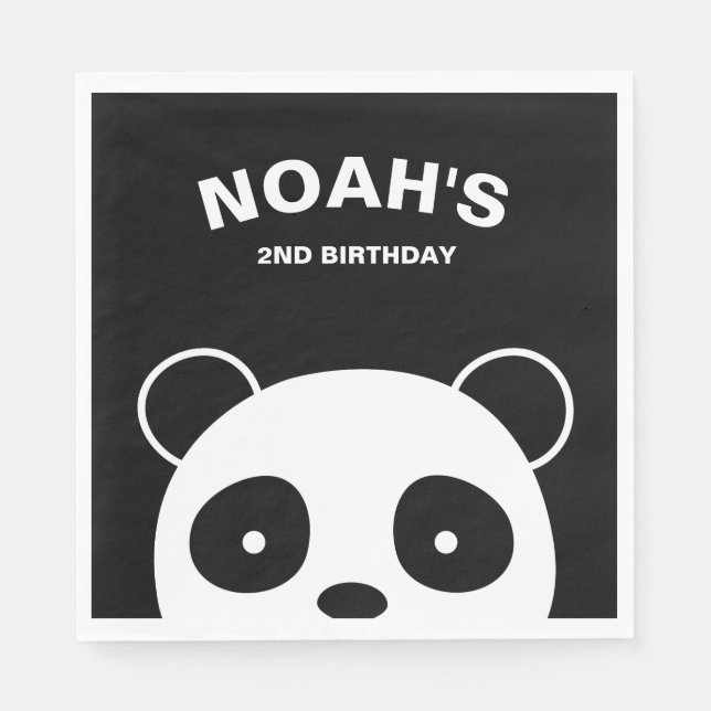Panda Paper Napkins, Panda Birthday Party Napkin (Front)