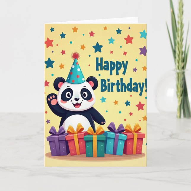 Panda Party Birthday Card (Front)