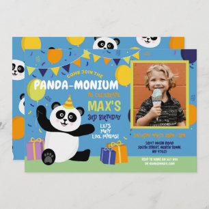 Panda Party Birthday Panda-monium Photo Boy Invitation