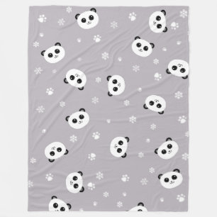 Panda Party Blanekt Grey Panda Cute Lg Fleece