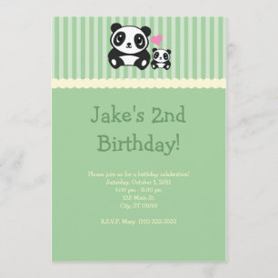 Panda Party Invitation - Green