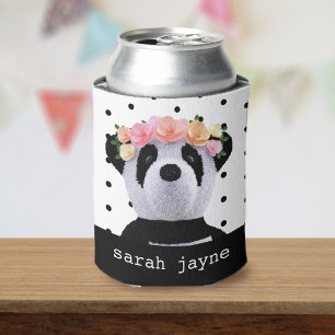 Panda Party Polka Dot Personalized Can Cooler