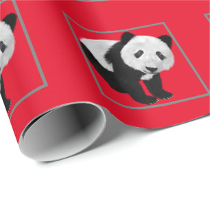 Panda Pattern - Background colour changeable Wrapping Paper