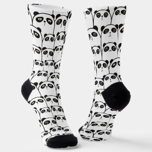 Panda pattern black and white socks