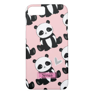 Panda Pattern Girly Pink Custom Name Case-Mate iPhone Case