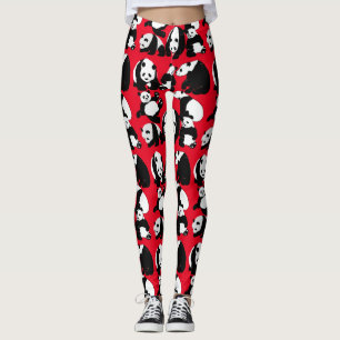 Panda pattern Red BG Leggings