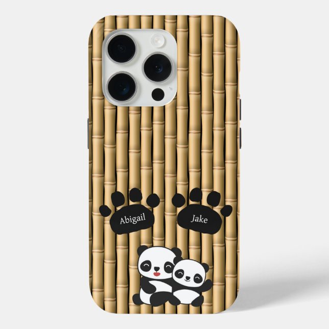 Panda Paws with Name on Bamboo Case-Mate iPhone Case (Back)