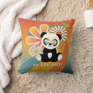 Panda   Peace Out Colourful Throw Pillow