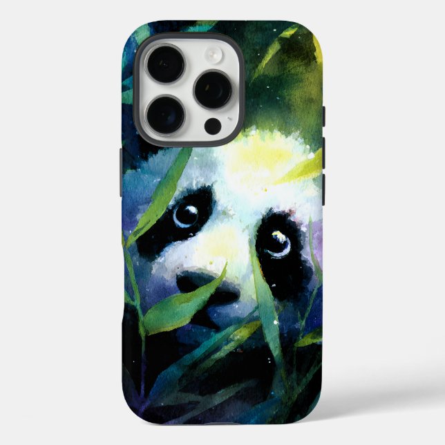 Panda Peeking Bamboo Watercolor Case-Mate iPhone Case (Back)