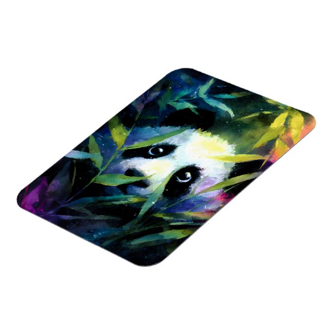 Panda Peeking Bamboo Watercolor Magnet (Left Side)