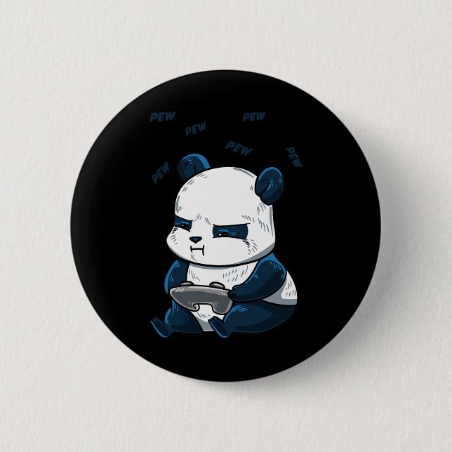 Panda Pew Cute Hob  2 Inch Round Button (Front)