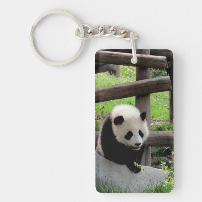 Panda Photograph - Personalizable Keychain (Front)