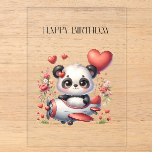 Panda Pilot Birthday Acrylic Invitations