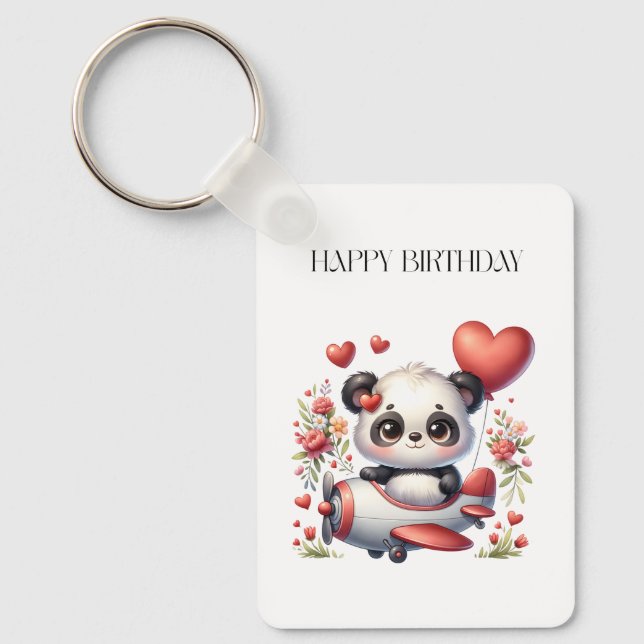 Panda Pilot Birthday Keychain (Front)