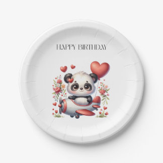 Panda Pilot Birthday Paper Plate