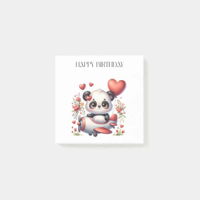 Panda Pilot Birthday Post-it Notes (Front)