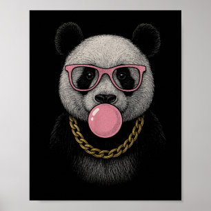 Panda Pink Bubble Gum Gifts Men Kids Women Funny P Poster