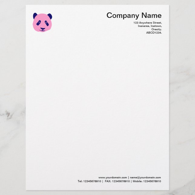 Panda - Pink Letterhead (Front)