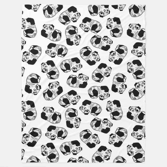 Panda Play Fleece Blanket, Large Blanket (Front)