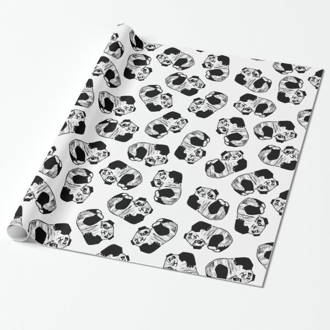 Panda Play Wrapping Paper, 30" x 6' Wrapping Paper (Unrolled)